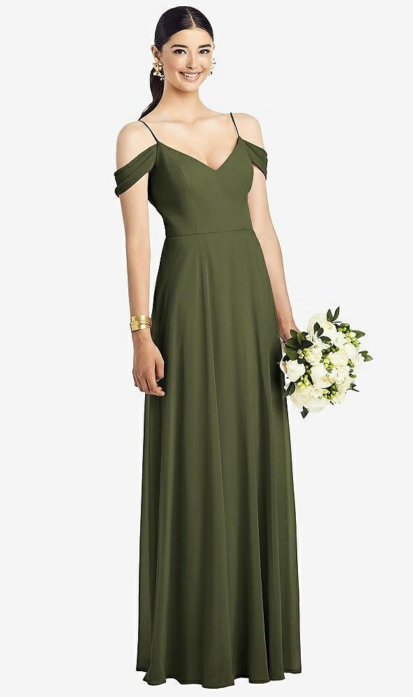 cold-shoulder v-back chiffon maxi dress