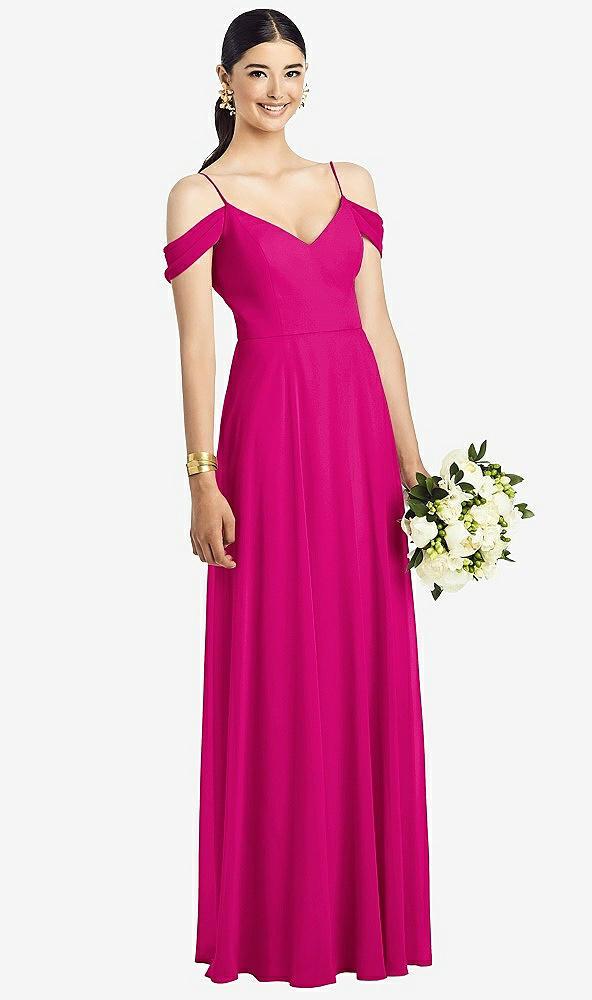 cold-shoulder v-back chiffon maxi dress