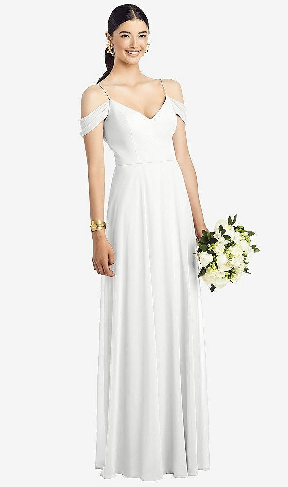 cold-shoulder v-back chiffon maxi dress