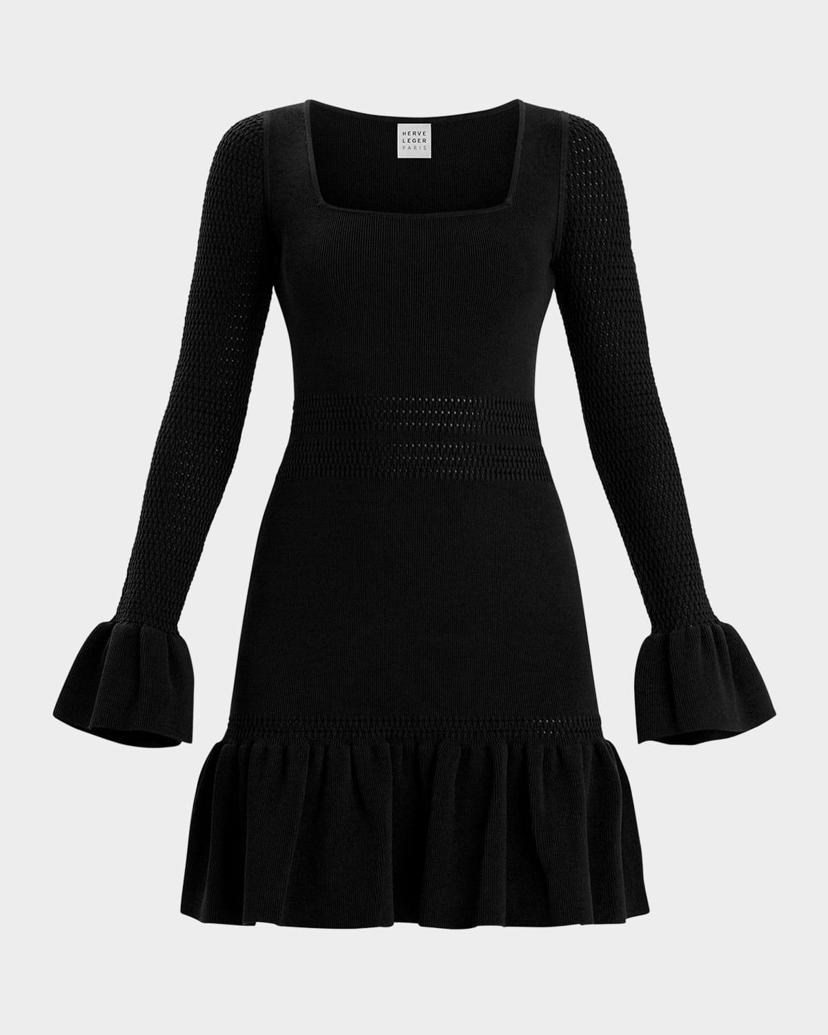 colette ruffle long-sleeve mini dress