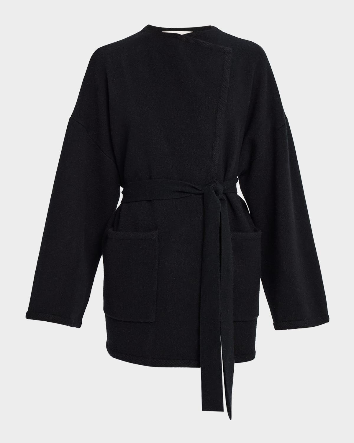 coline belted patch pocket cardigan