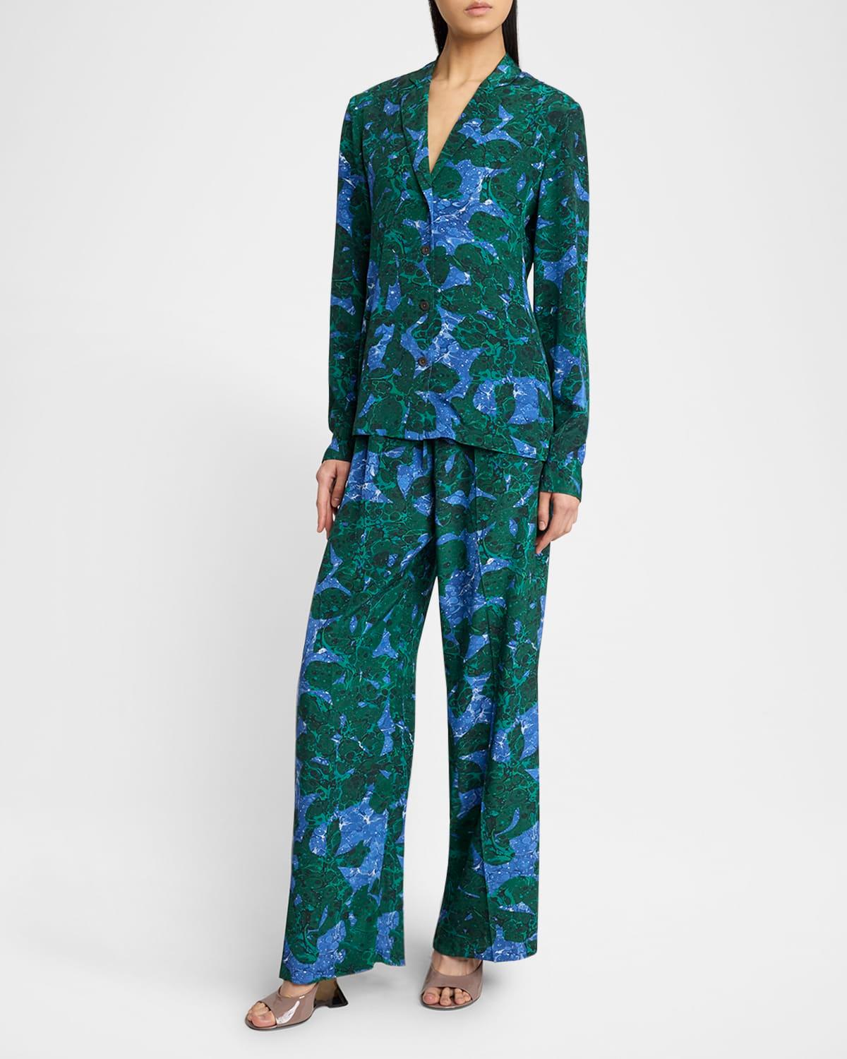 colla oil-print button-down shirt