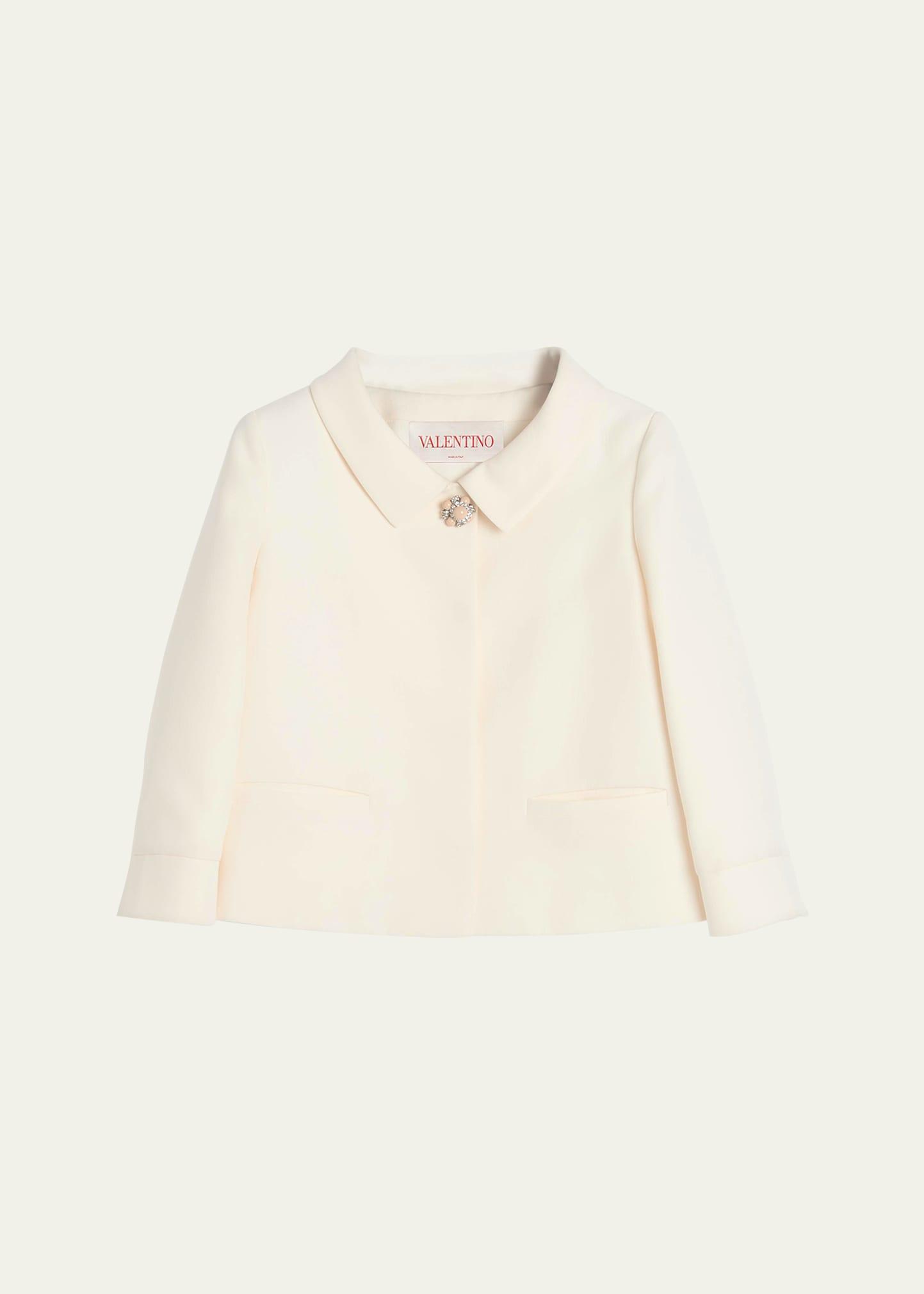 collared brooch wool jacket