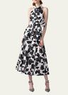 collared halter button-front midi dress