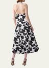 collared halter button-front midi dress