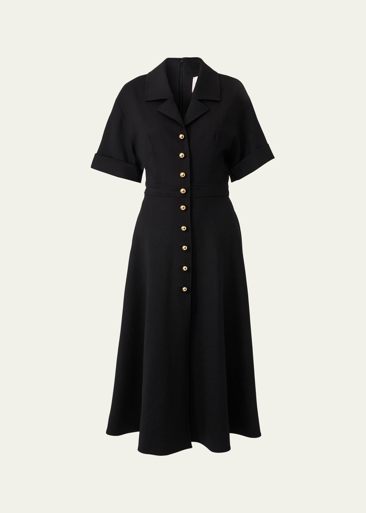 collared short-sleeve midi shirtdress