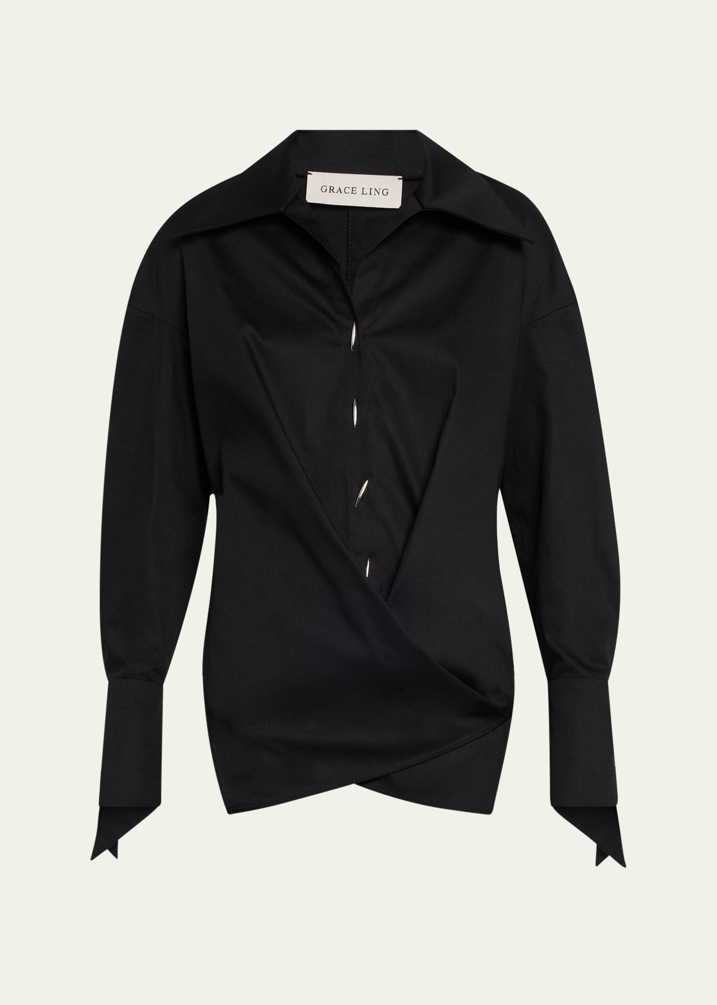 collared wrap blouse