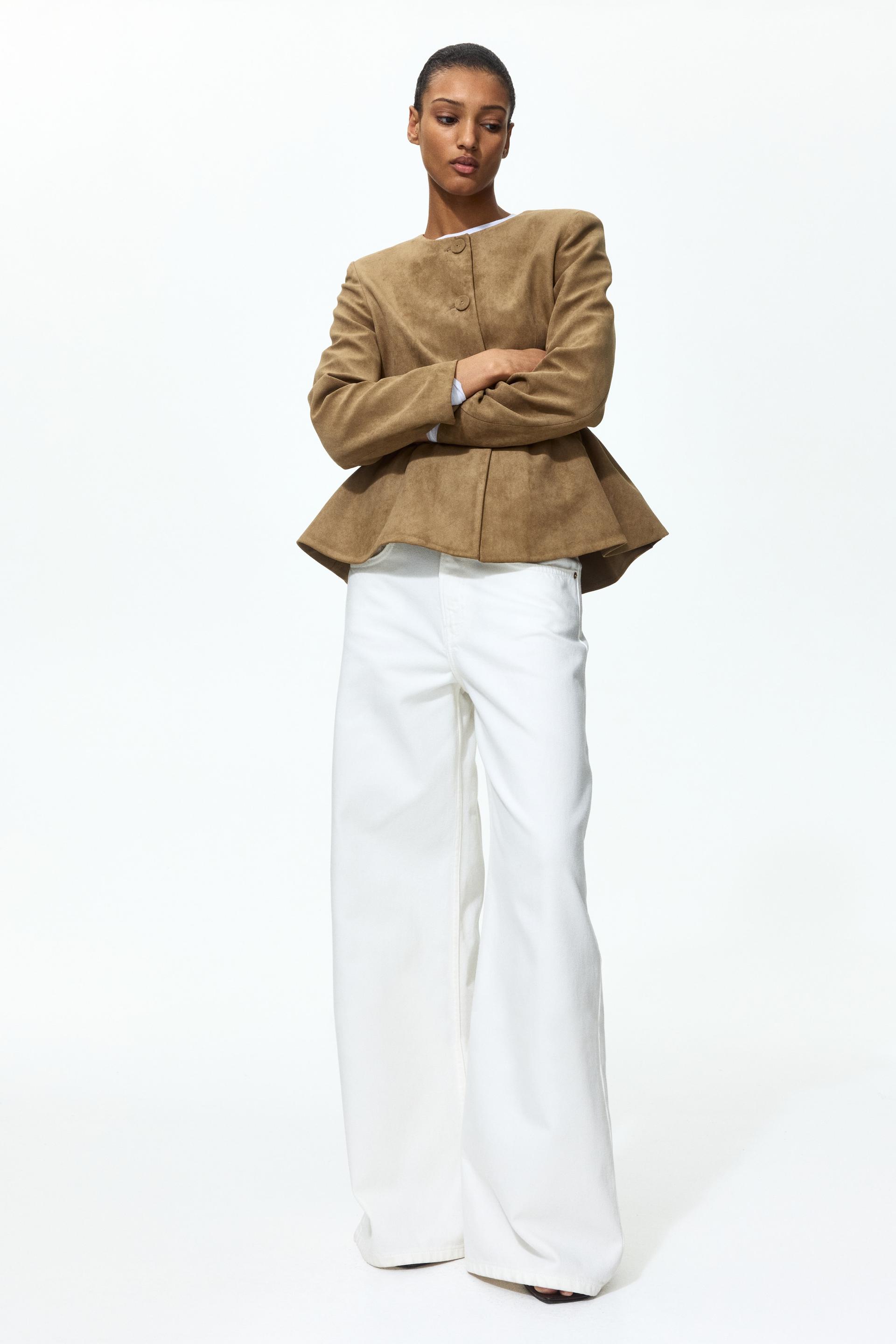 collarless peplum jacket