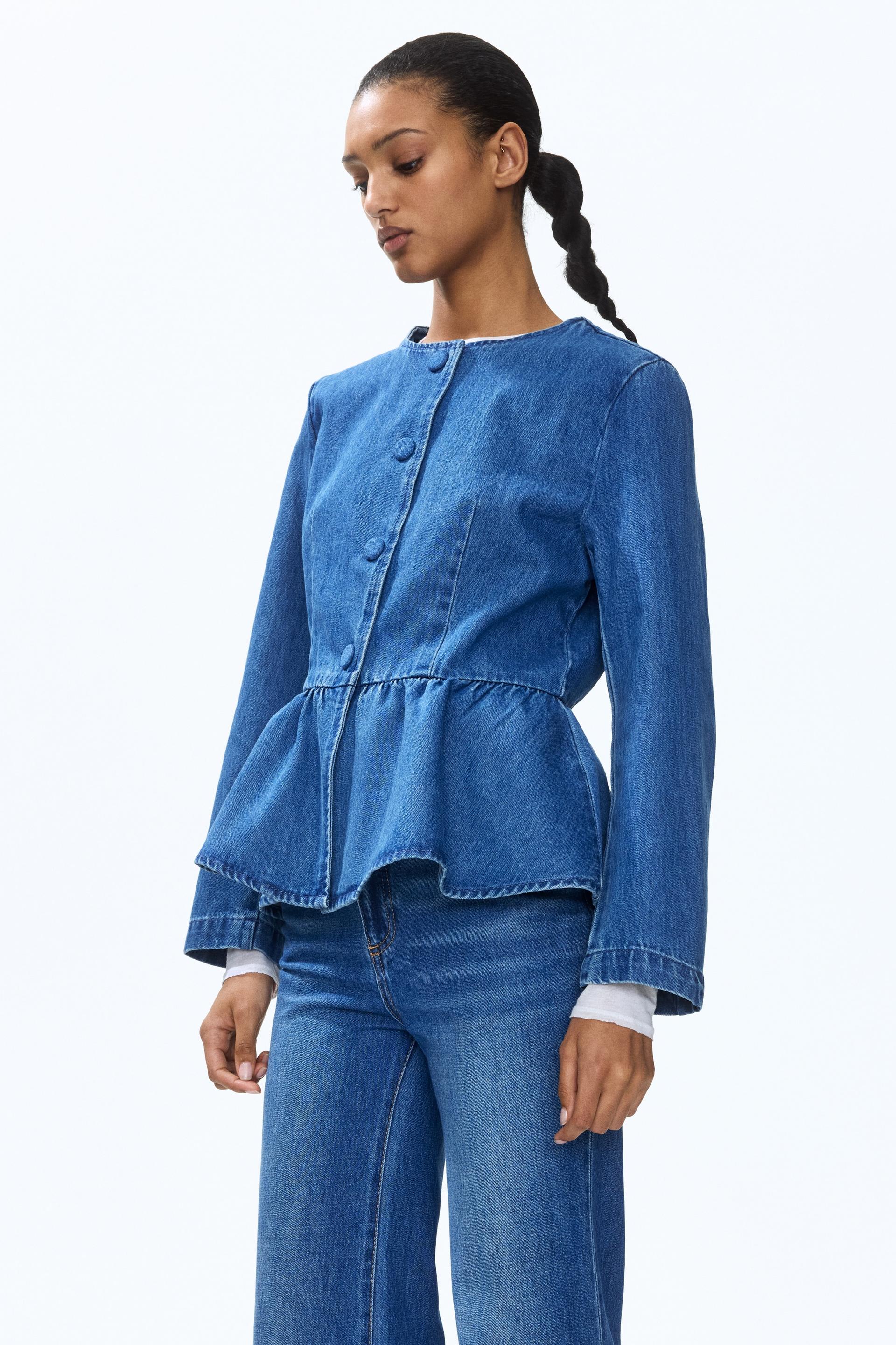 collarless peplum jacket
