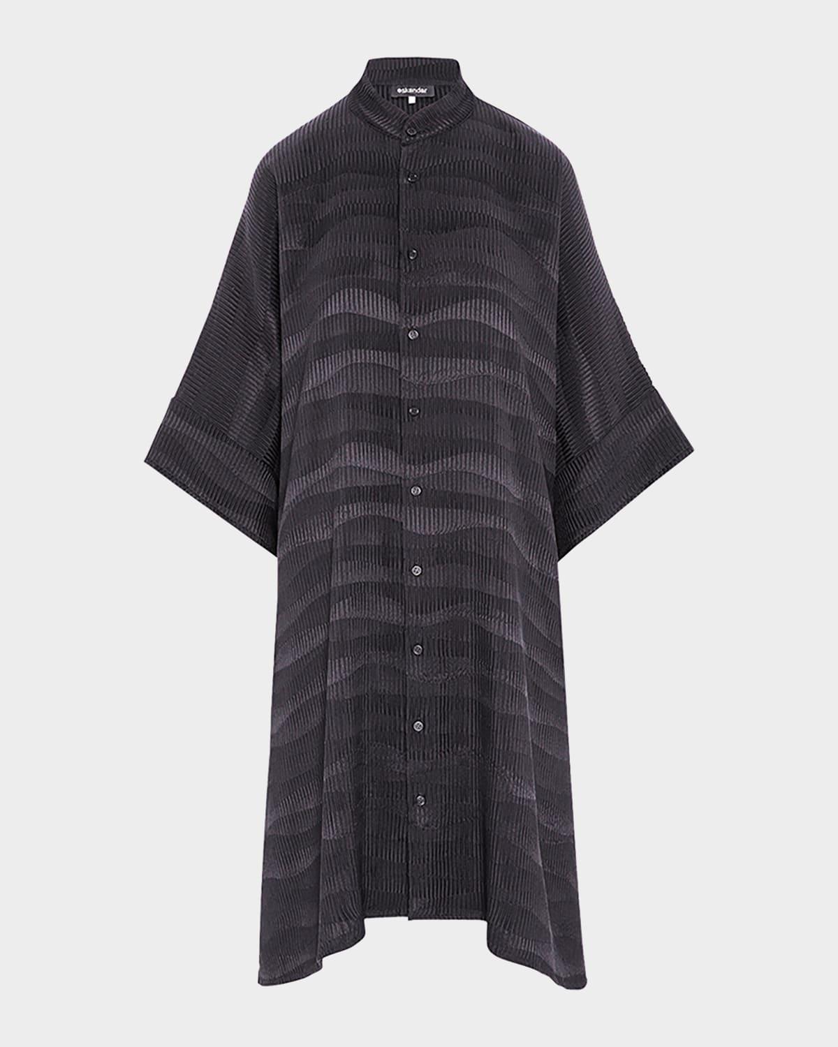 collarless short-sleeve kaftan shirt (very long length)