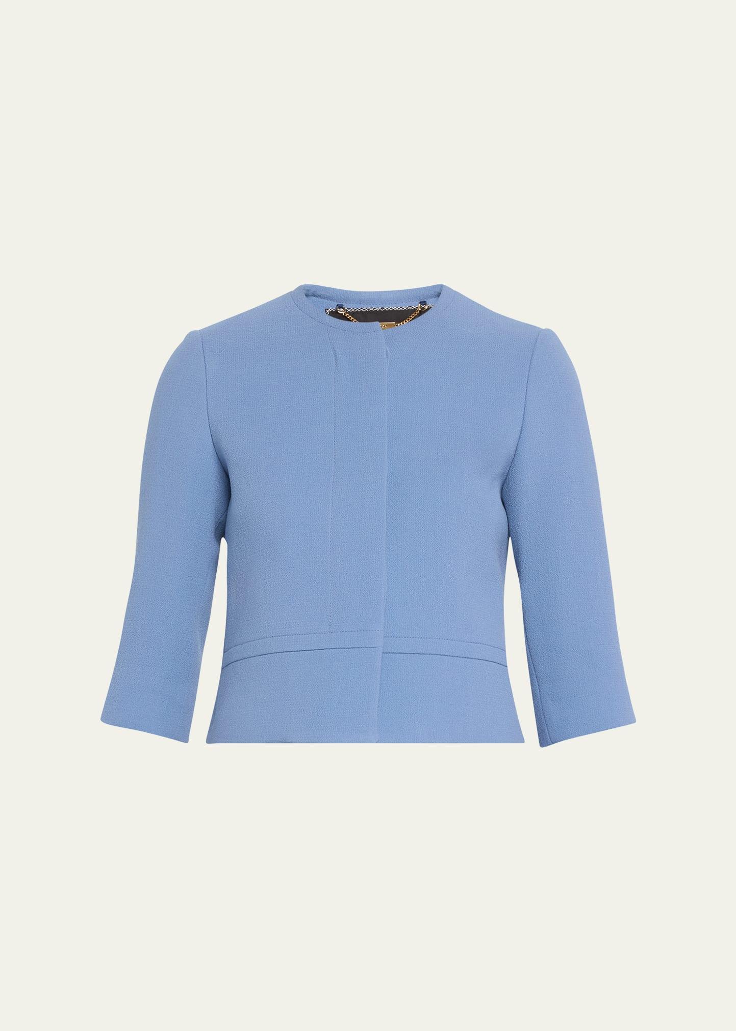 collarless wool crepe jacket