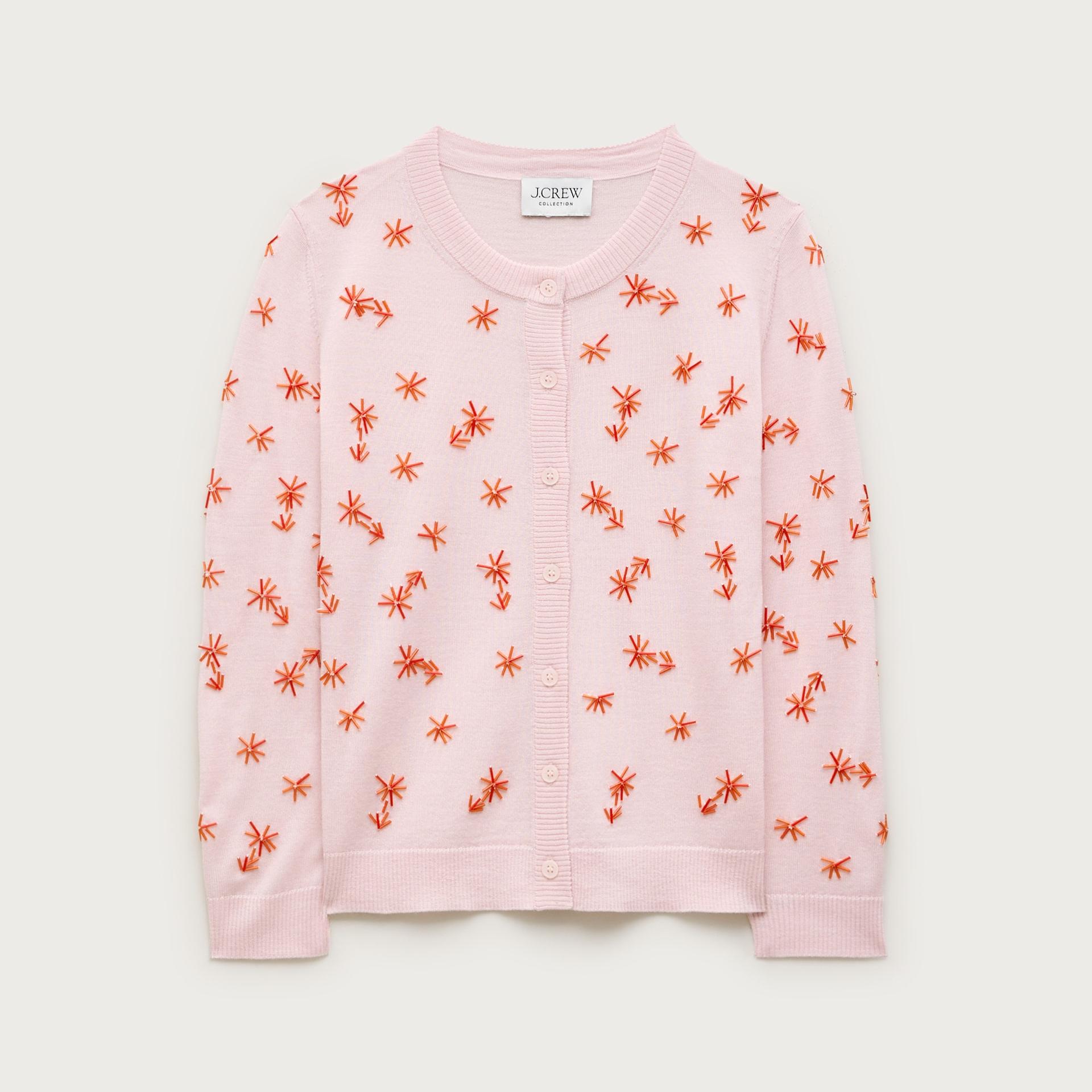 collection crewneck cardigan in merino wool with embellishments