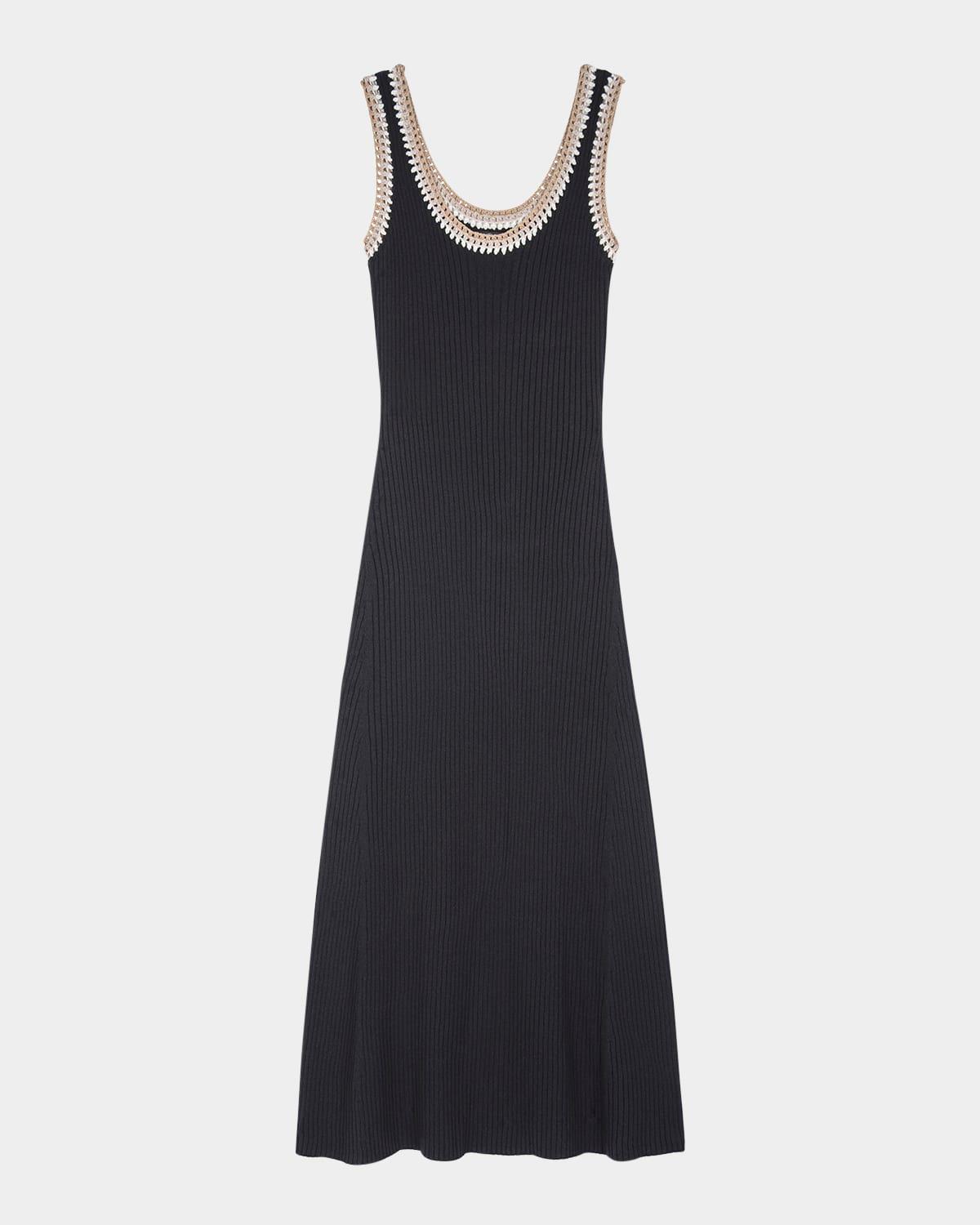colleen ribbed crochet-trim dress
