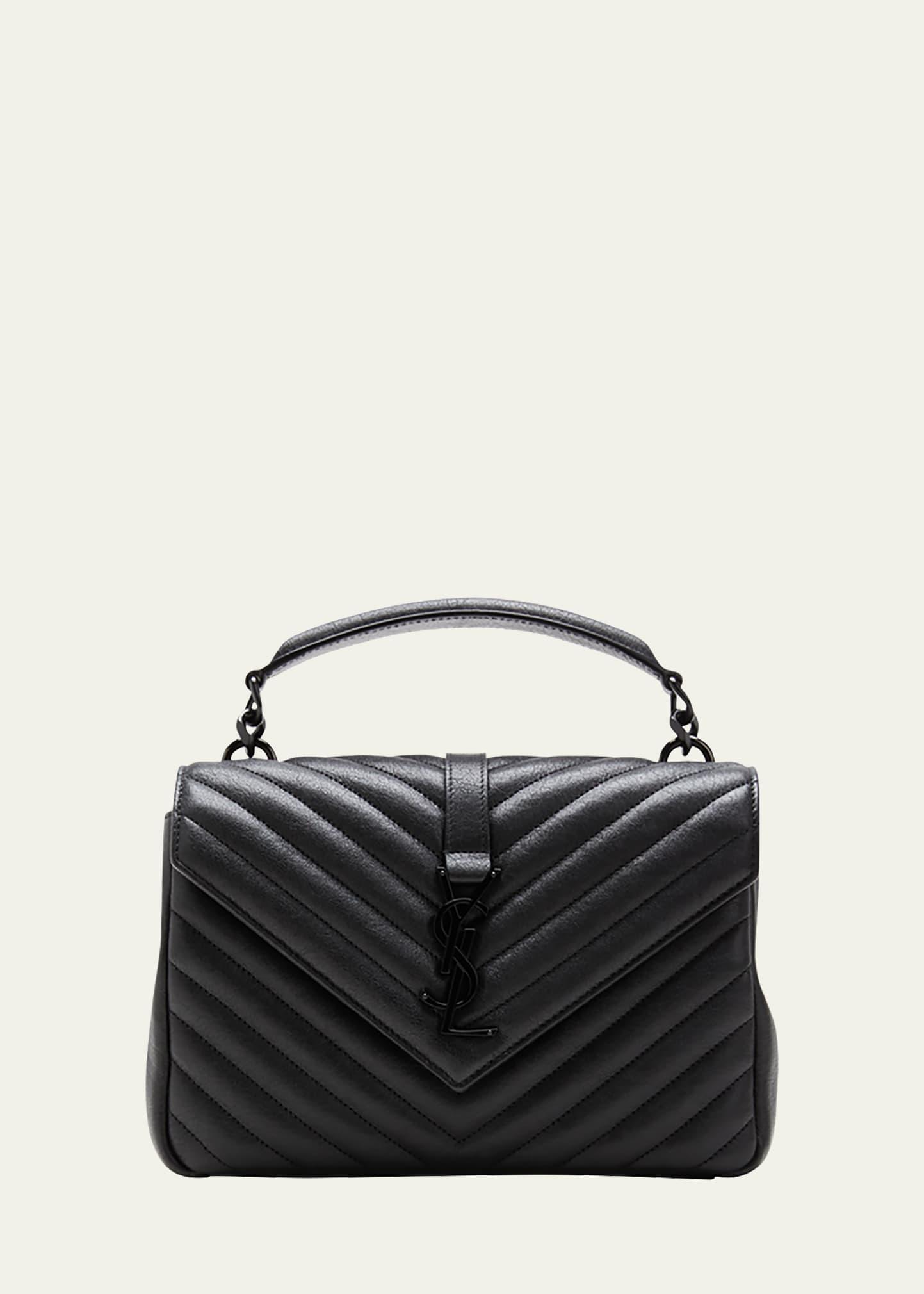 college medium flap ysl shoulder bag in quilted leather