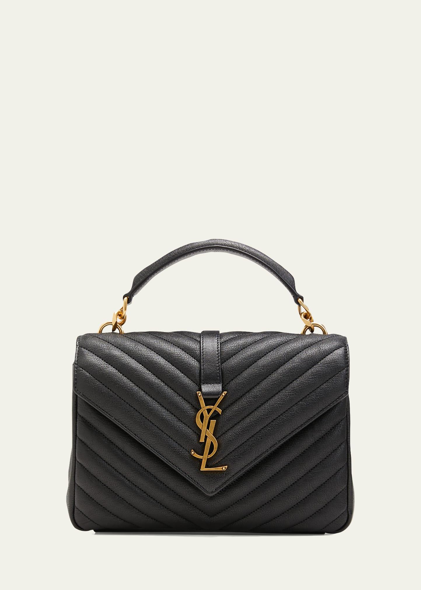 college medium flap ysl shoulder bag in quilted leather