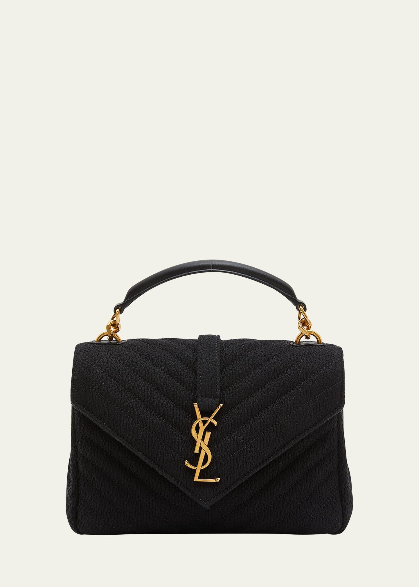 college medium flap ysl shoulder bag in quilted tweed