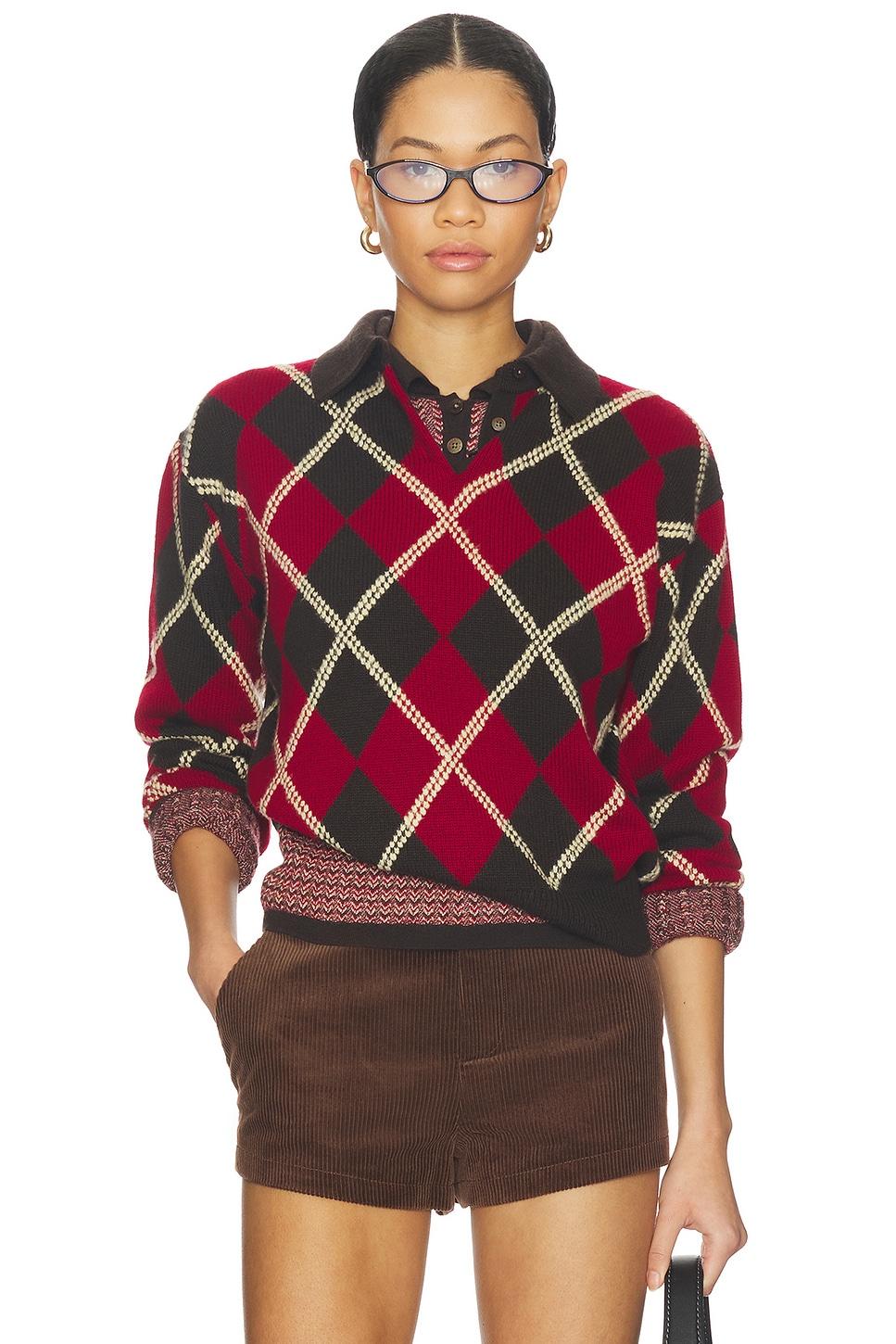 collegiate argyle polo top