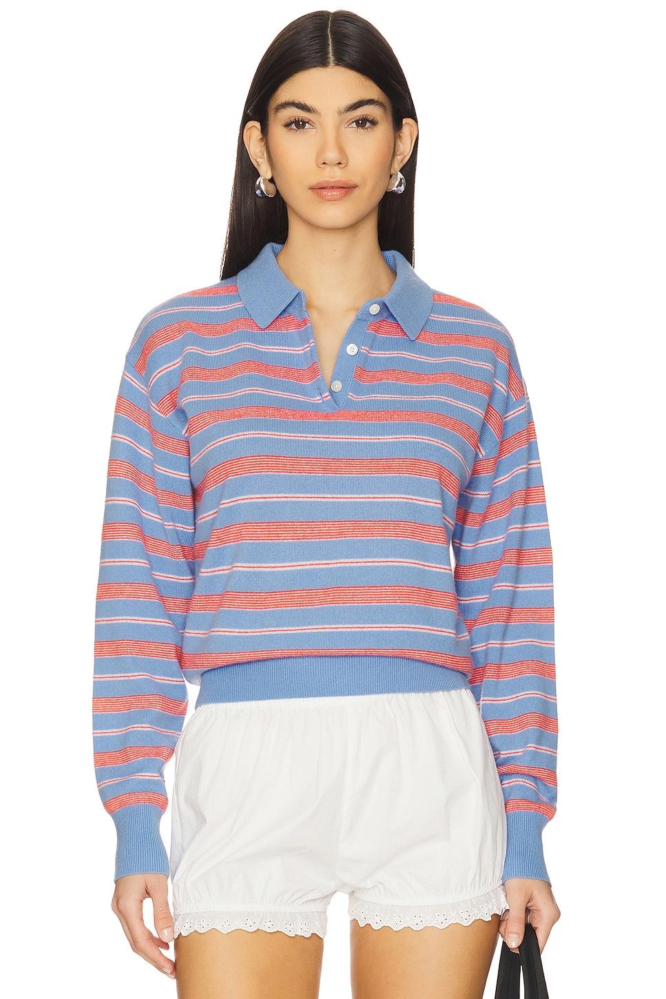 collegiate stripe polo cashmere sweater