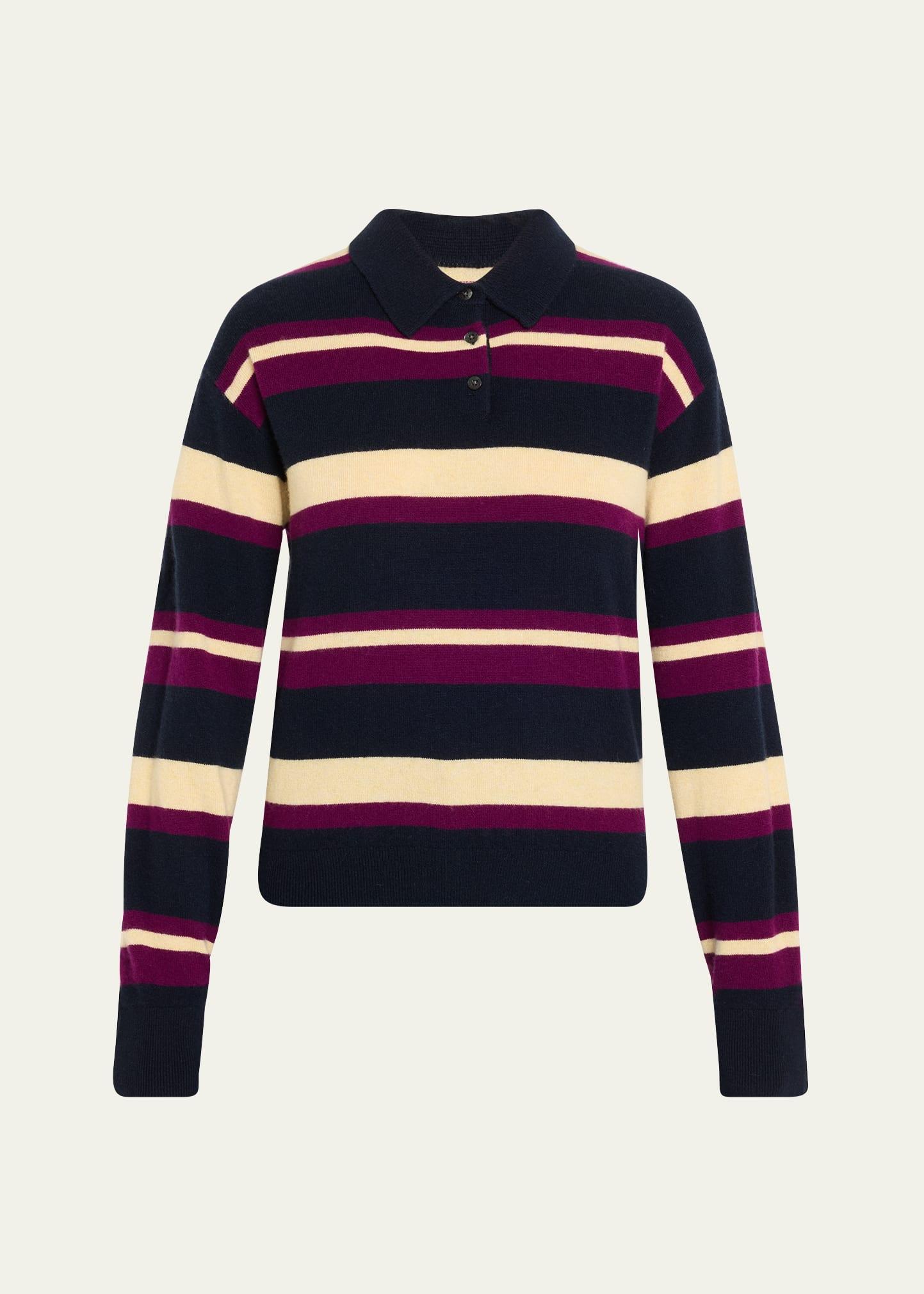 collegiate striped cashmere polo