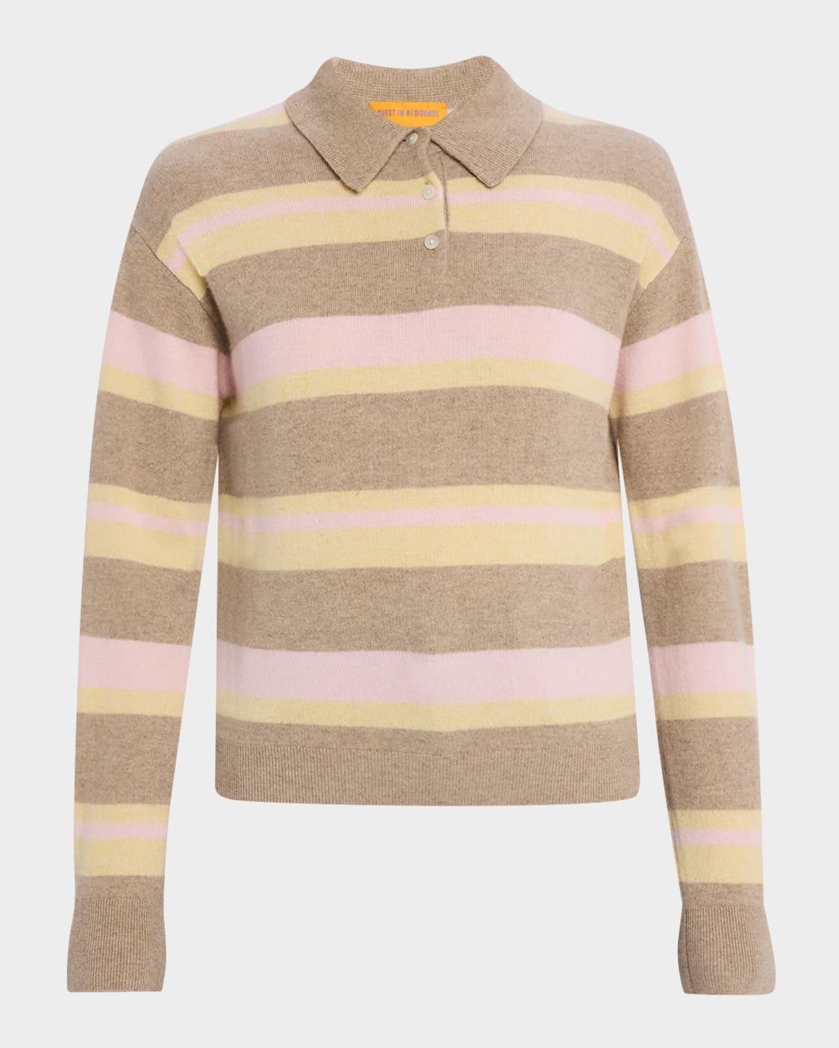 collegiate striped cashmere polo