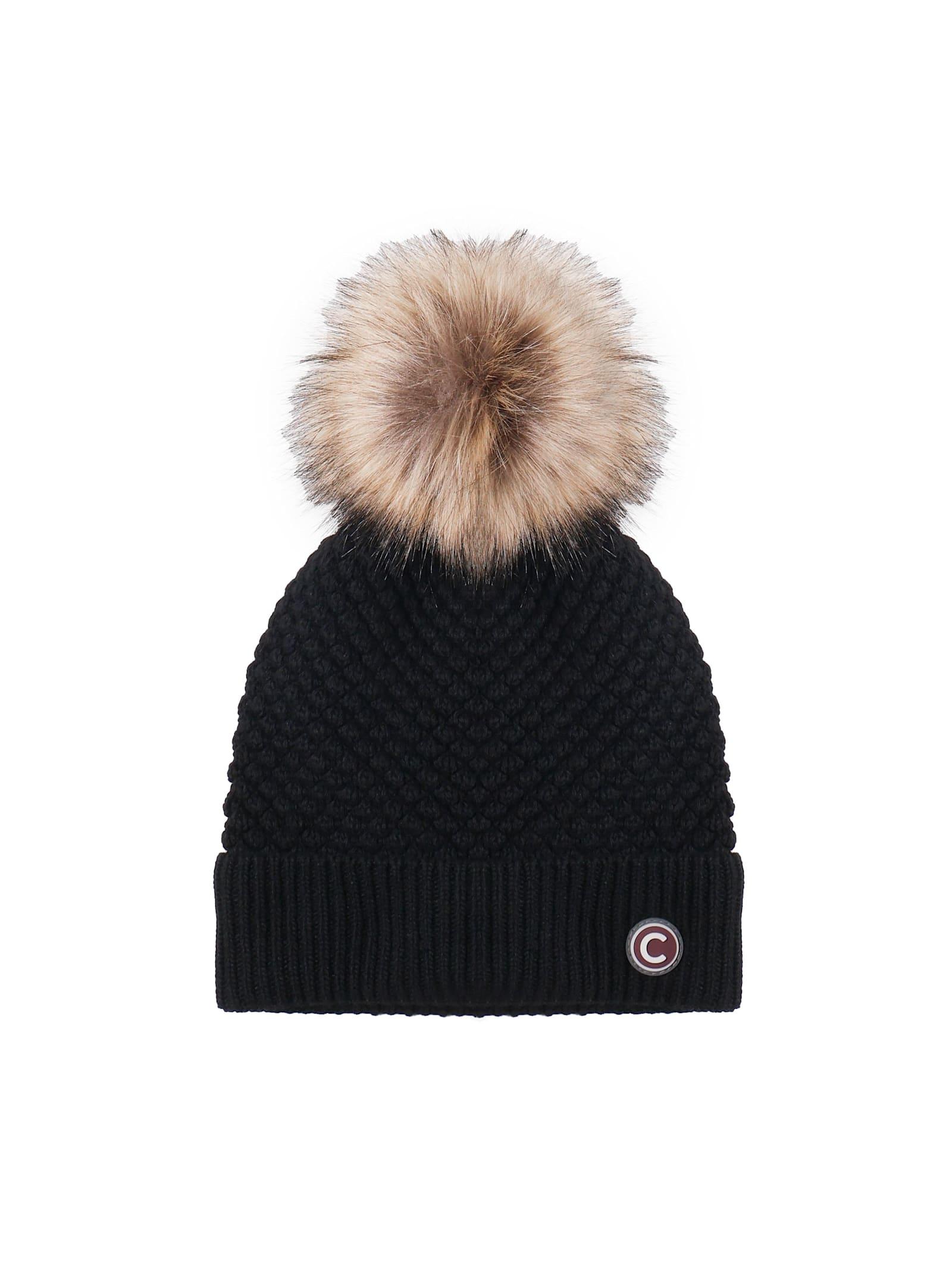 colmar beanie with fur pom pom