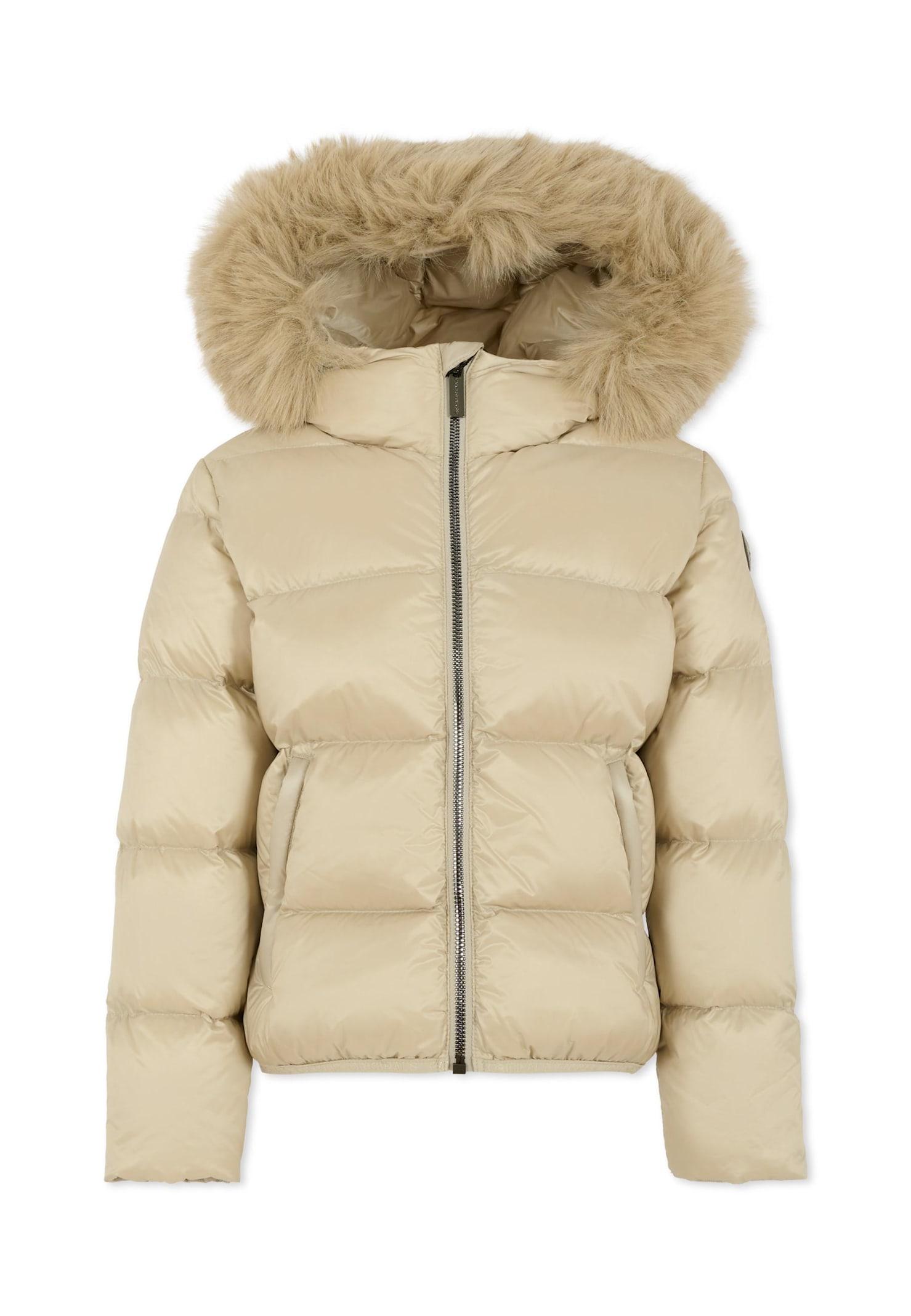 colmar beige down jacket for girl with logo