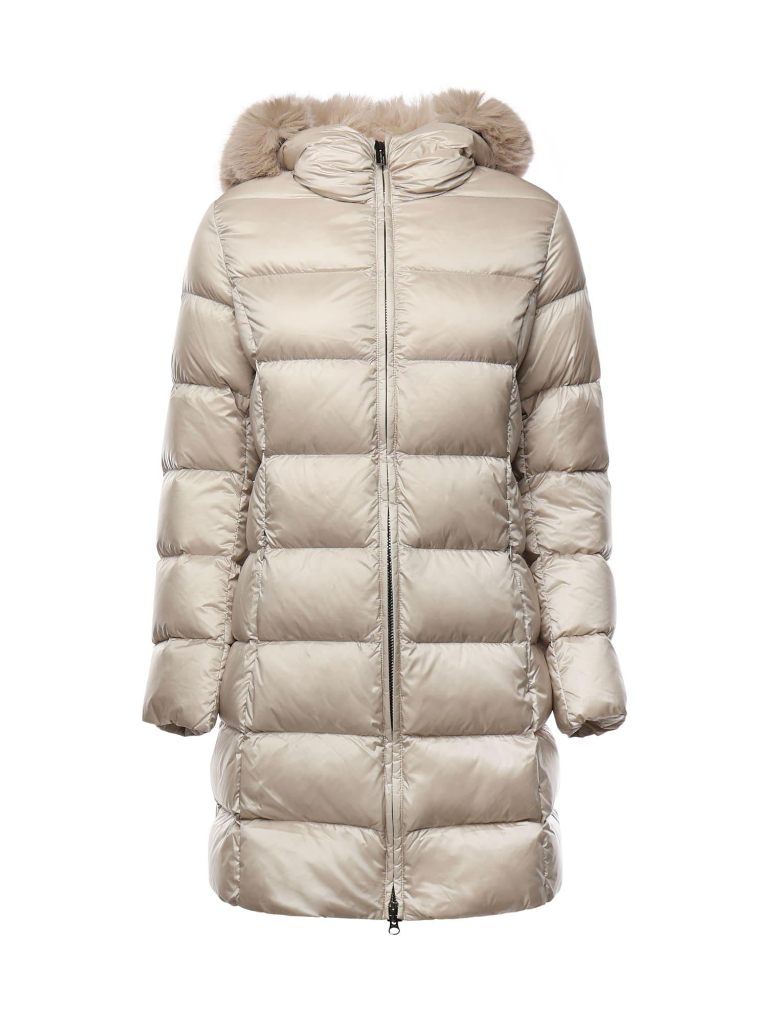 colmar long down jacket with faux fur