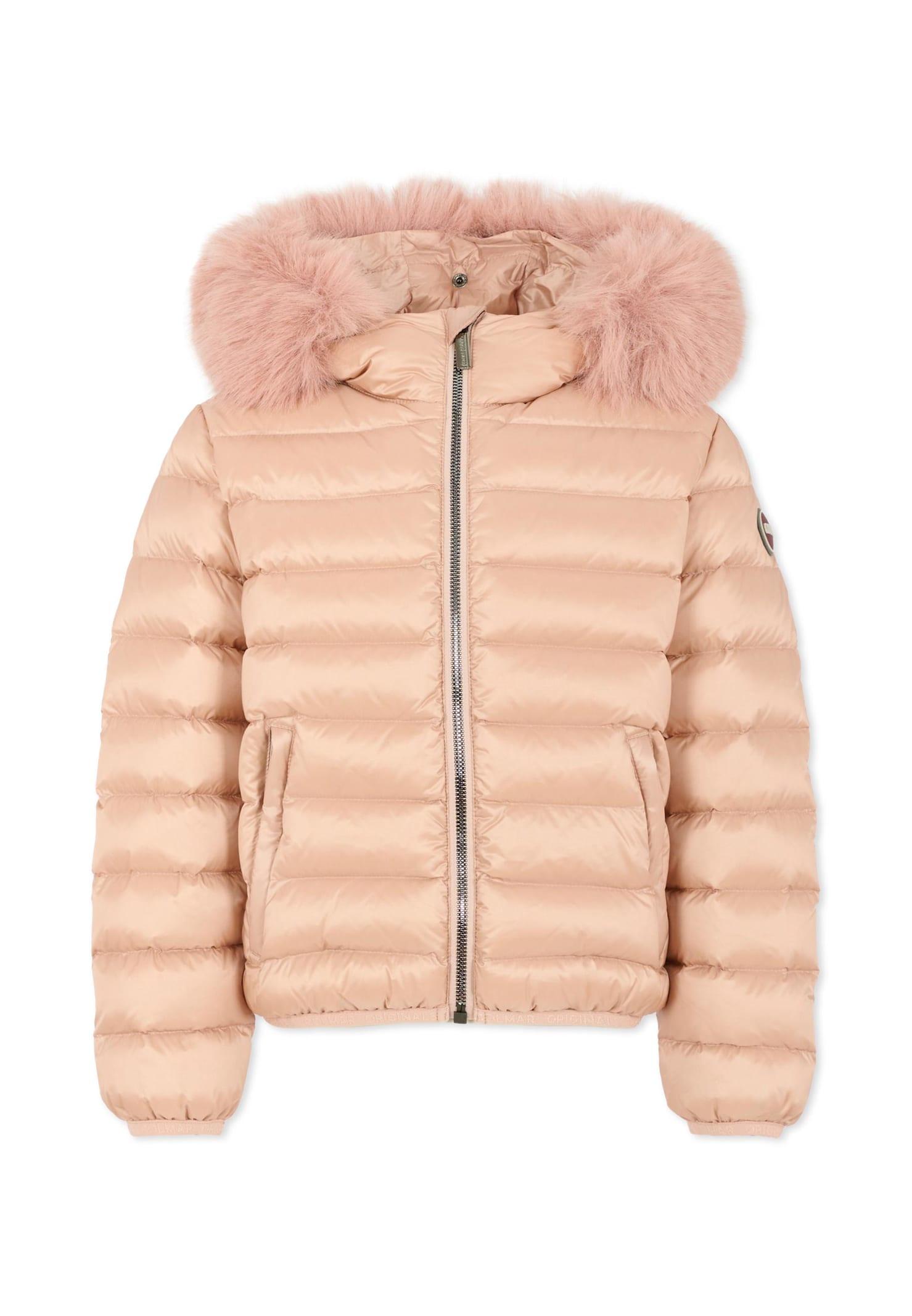 colmar pink down jacket for girl with logo