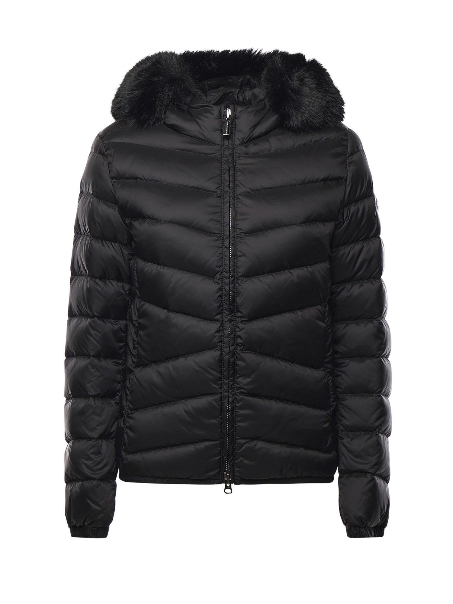 colmar quilted down jacket with faux fur