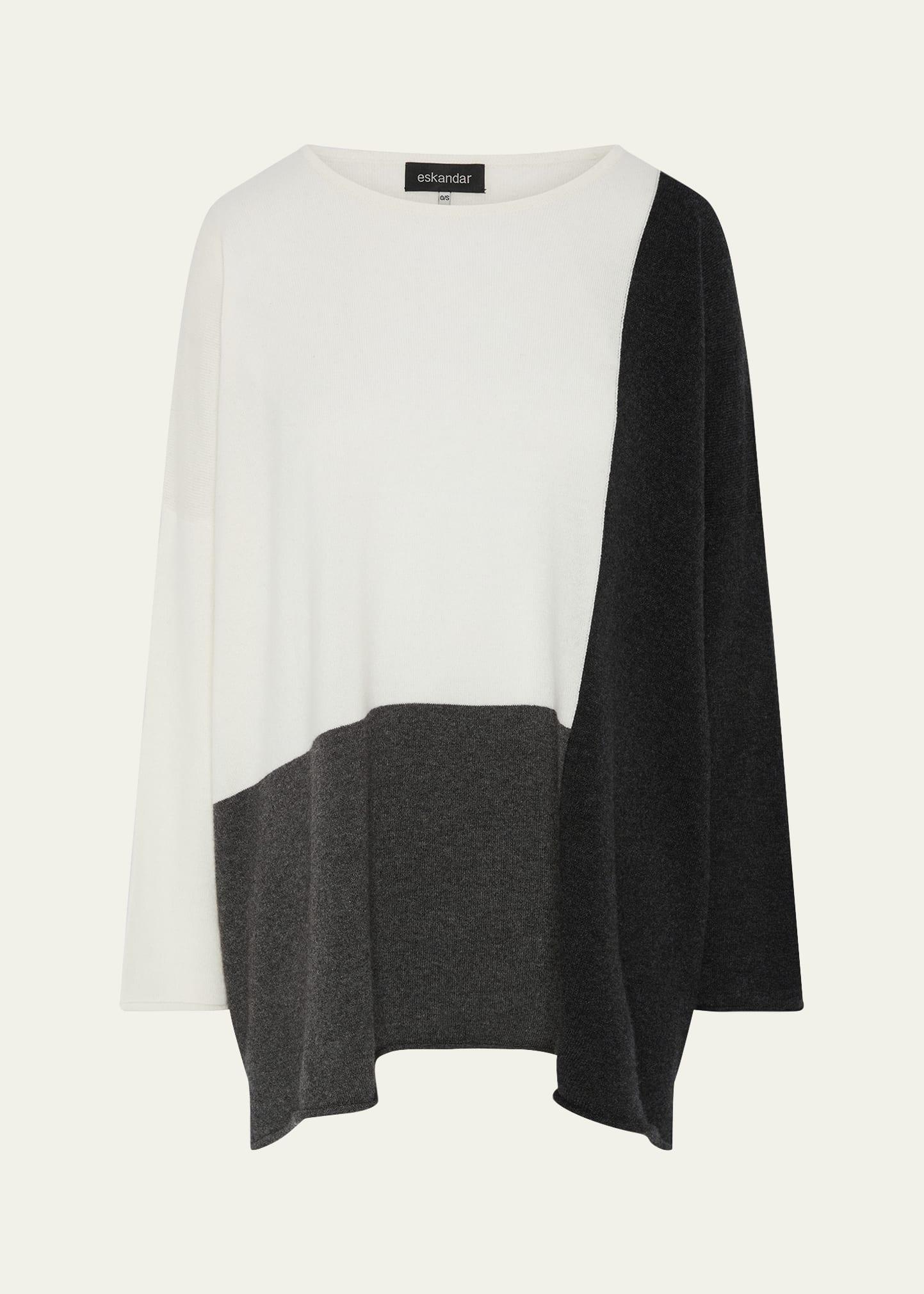 color block cashmere bateau-neck sweater (long length)