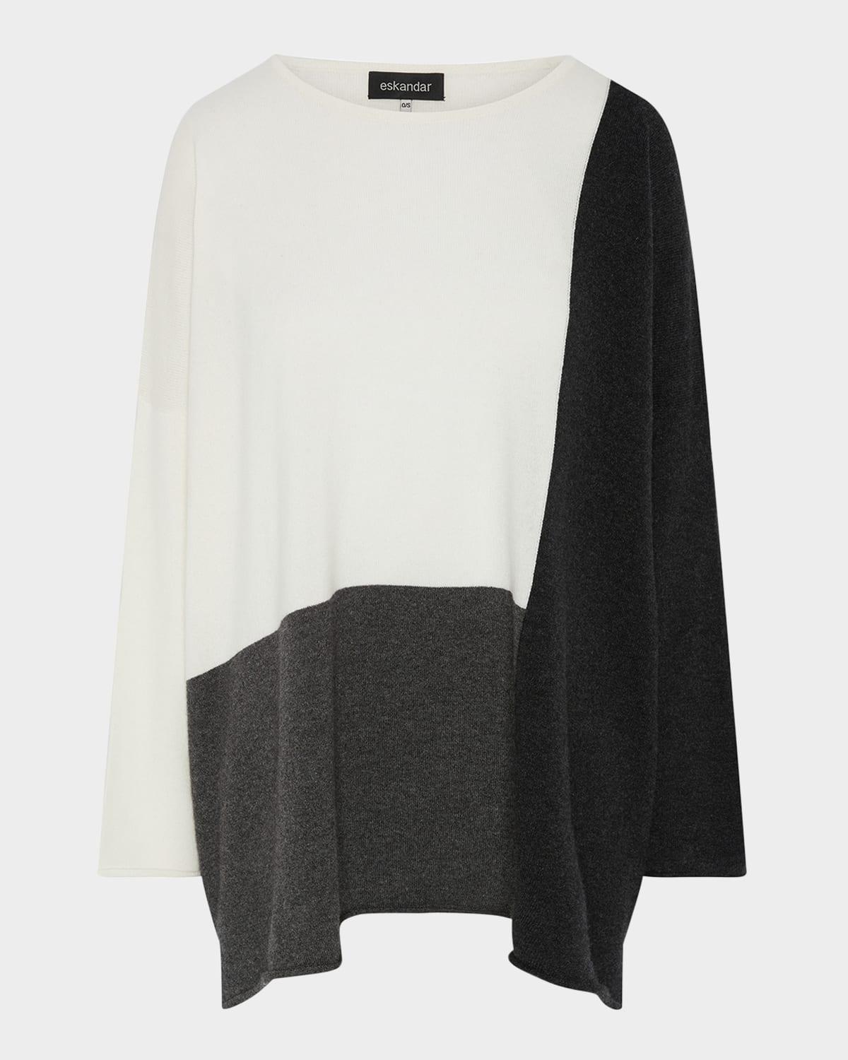 color block cashmere bateau-neck sweater (long length)