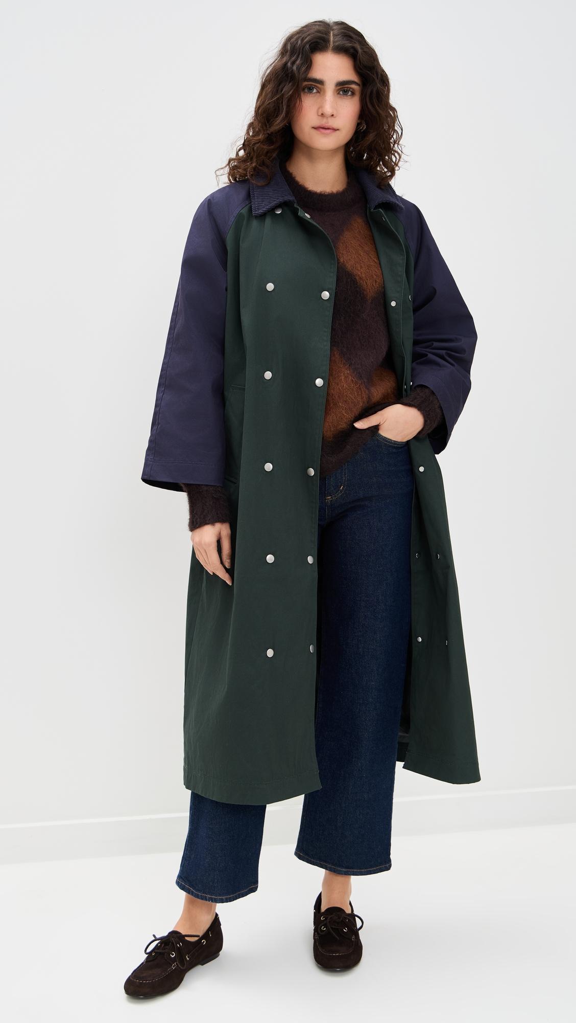 color blocked trench coat