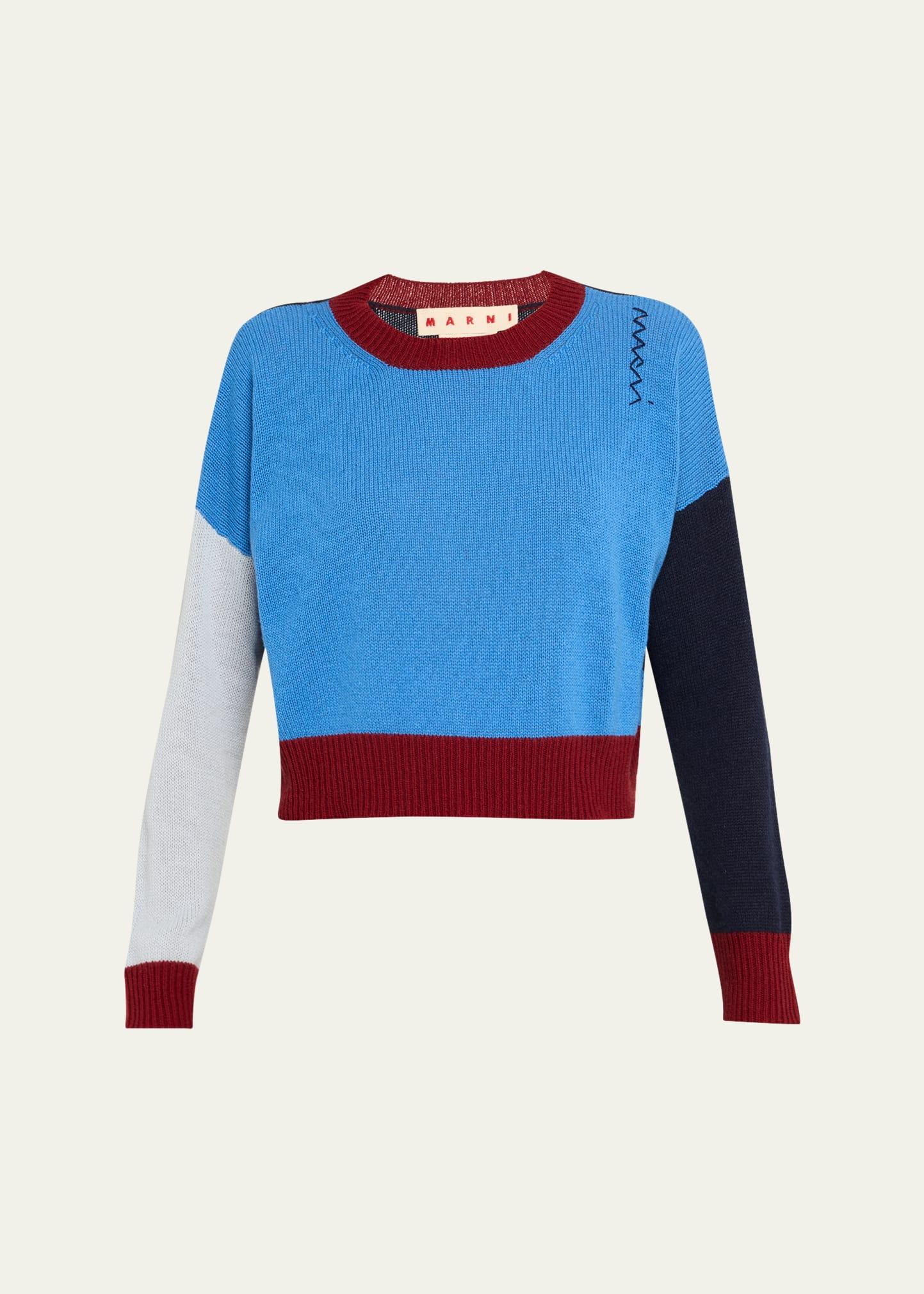 colorblock cashmere crewneck sweater