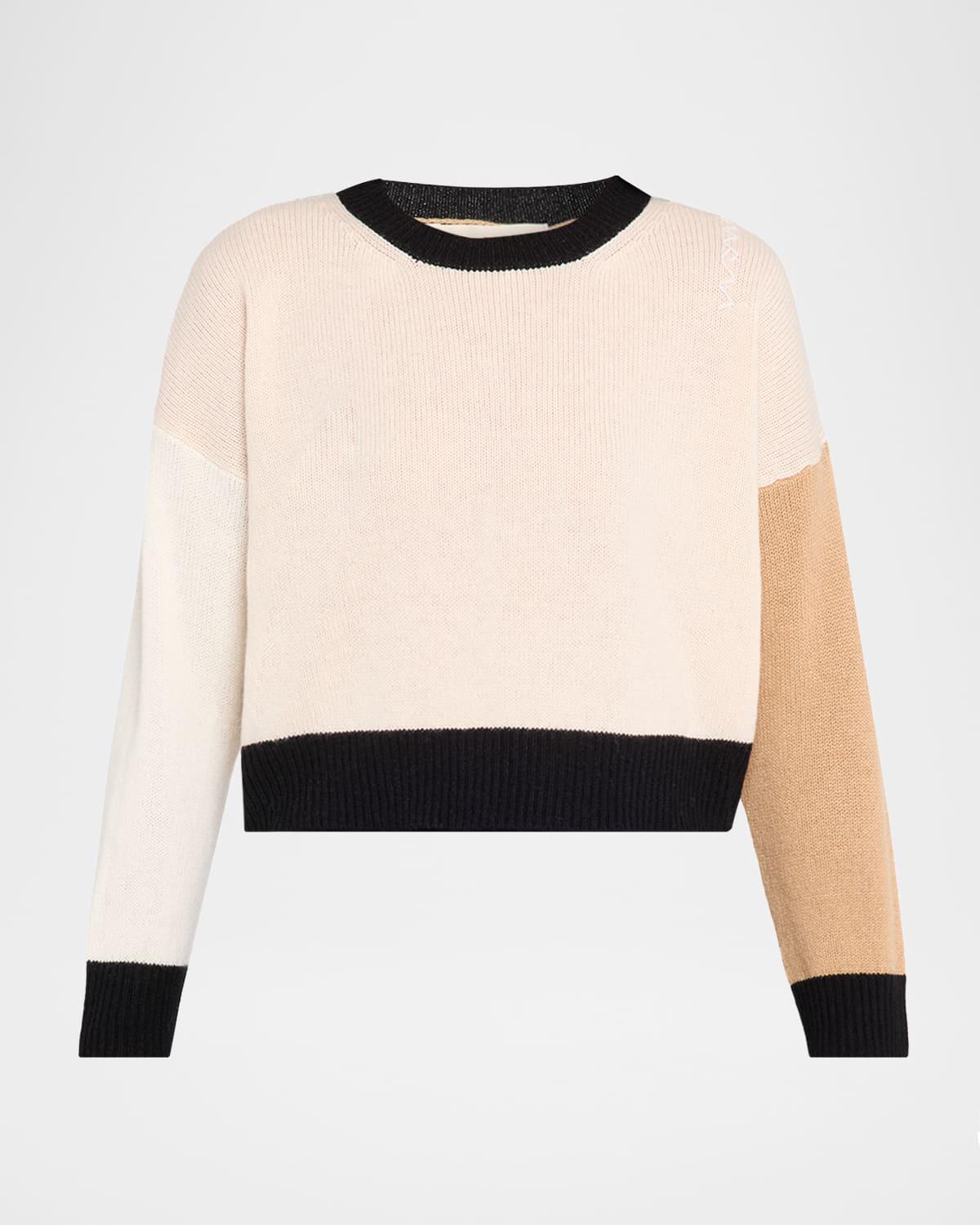 colorblock cashmere crewneck sweater