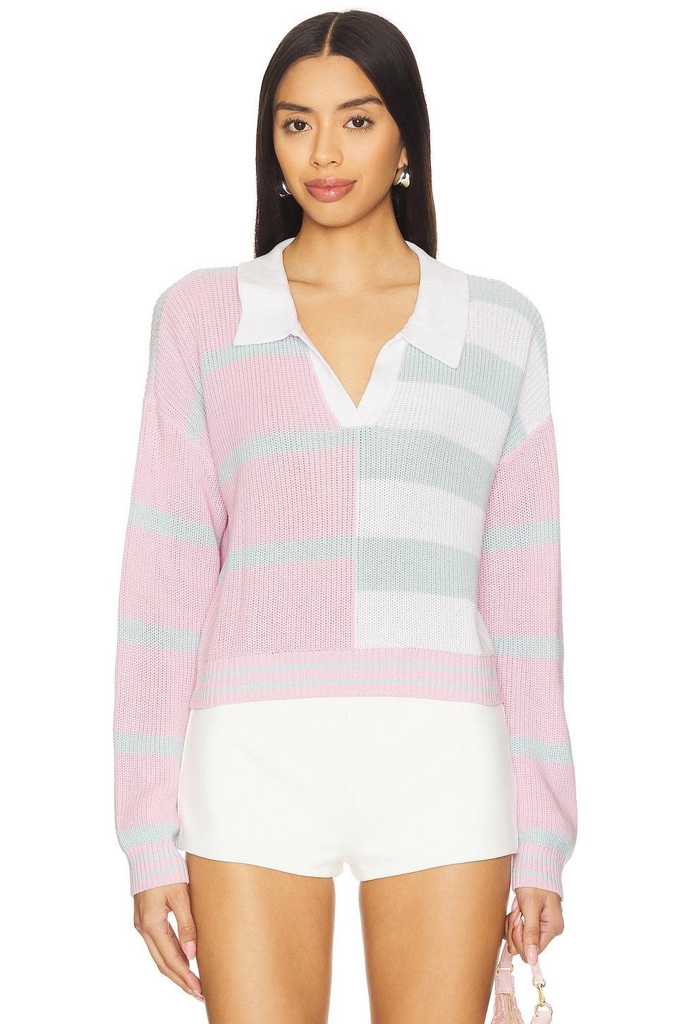 colorblock cropped stripe polo