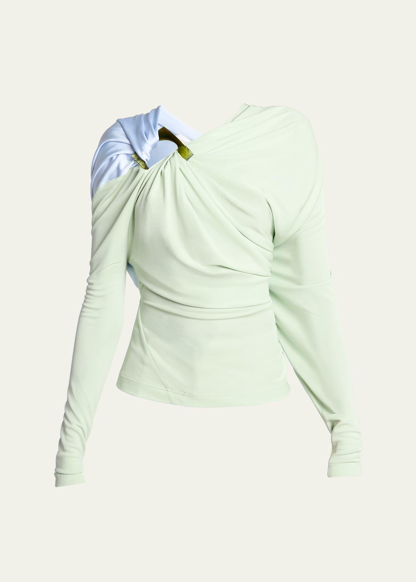 colorblock draped jersey top