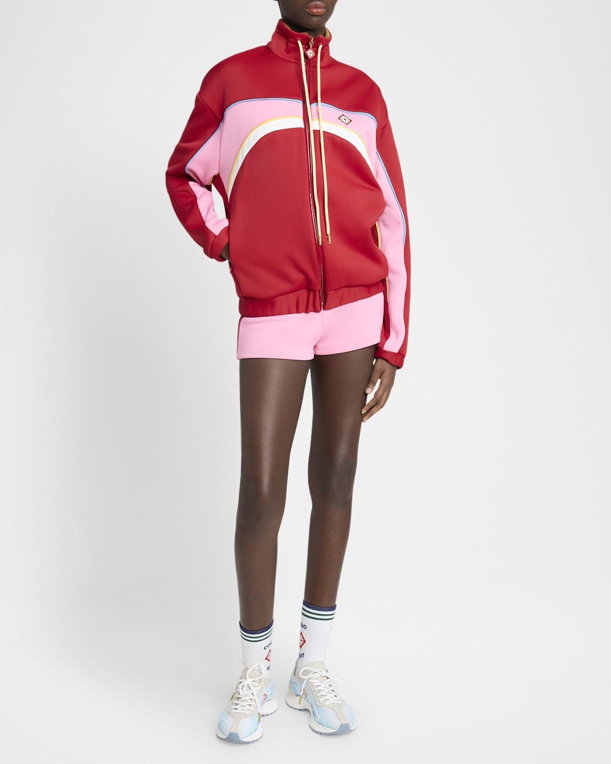 colorblock drawstring mini shorts