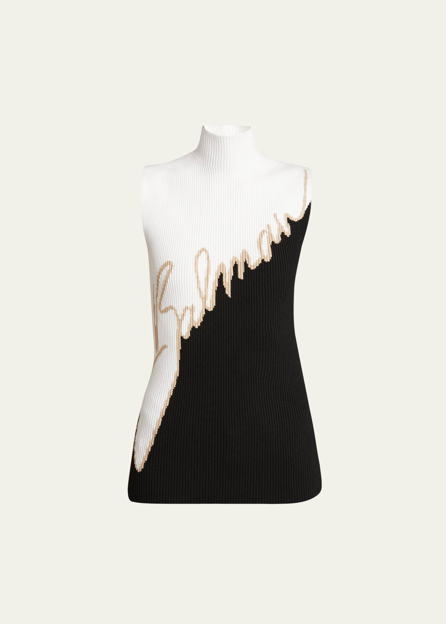 colorblock high-neck logo top