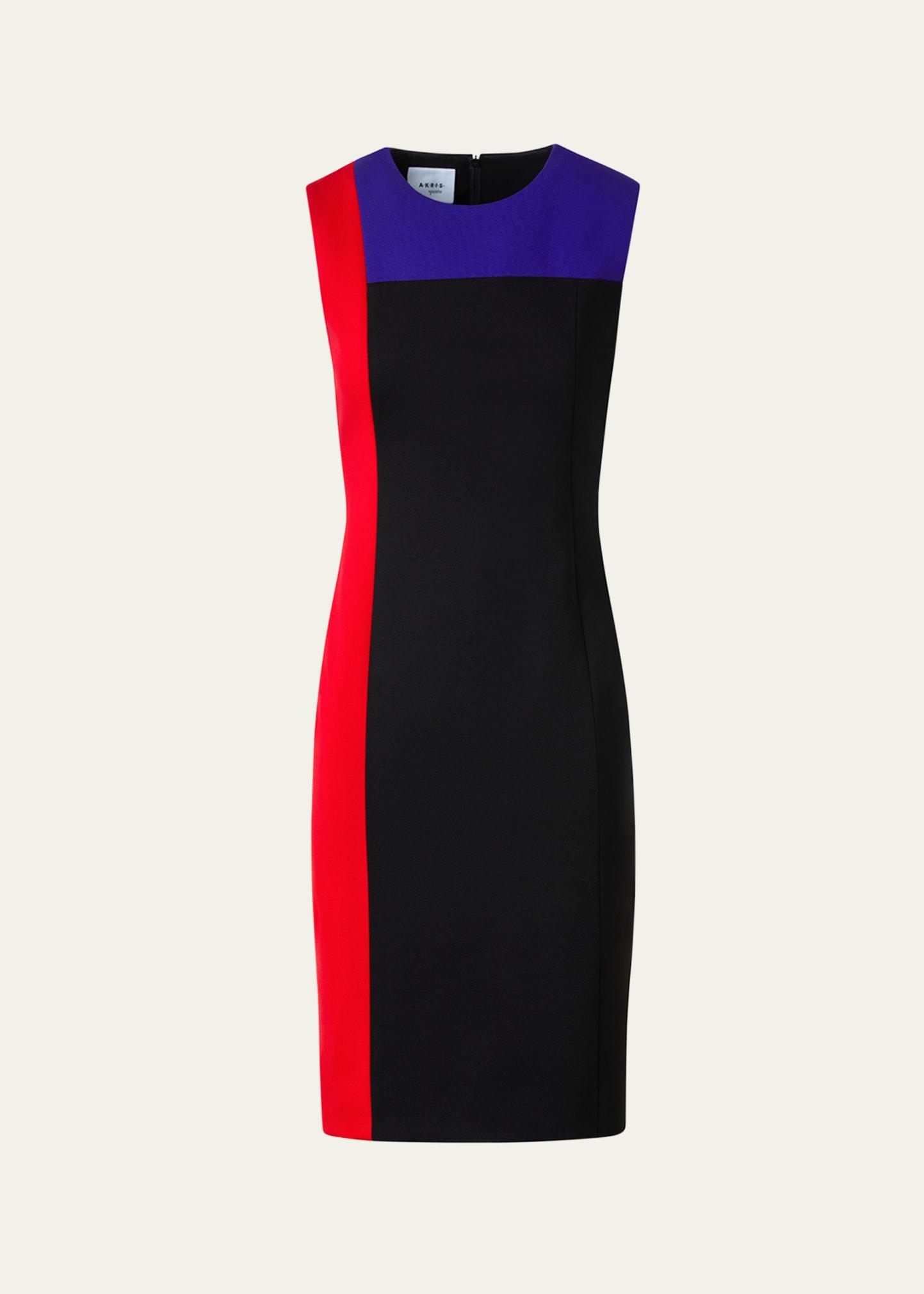 colorblock jersey sleeveless sheath dress