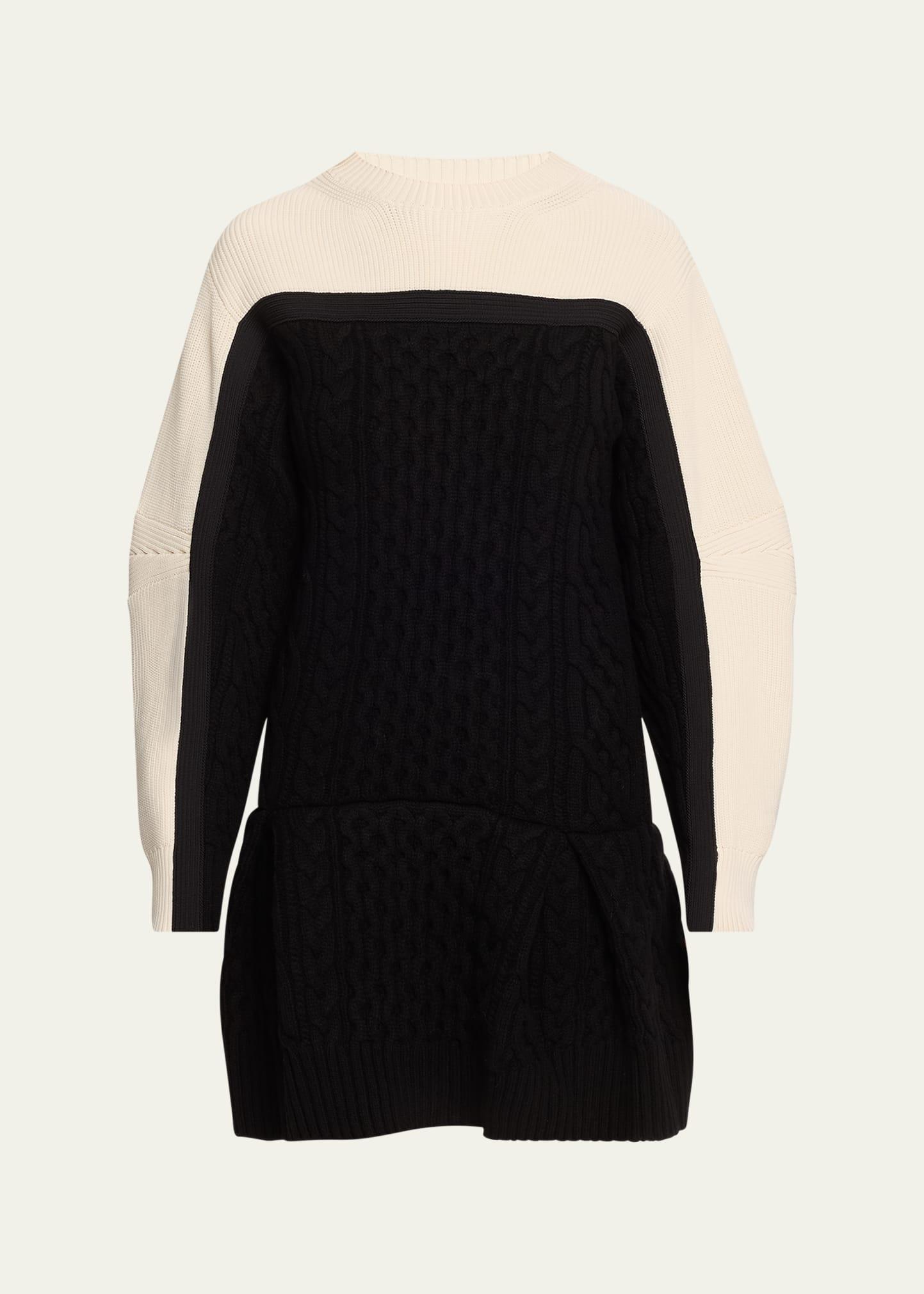 colorblock long-sleeve wool mini dress