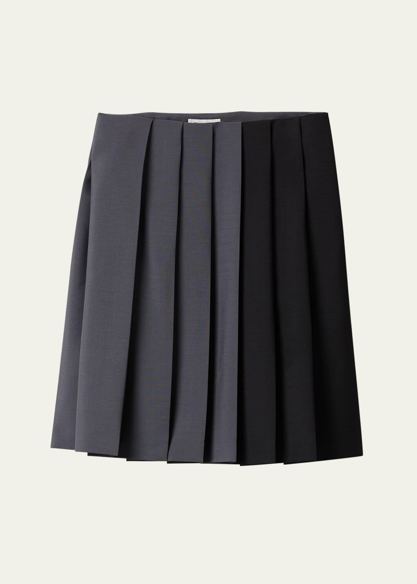 colorblock pleated knee-length skirt