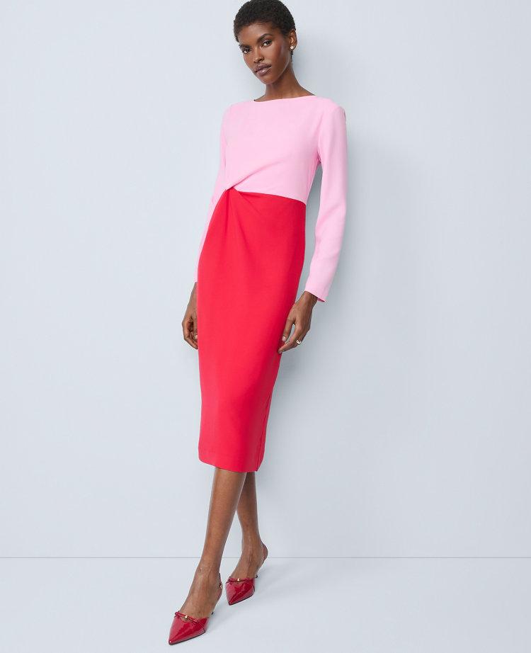 colorblock twist midi dress