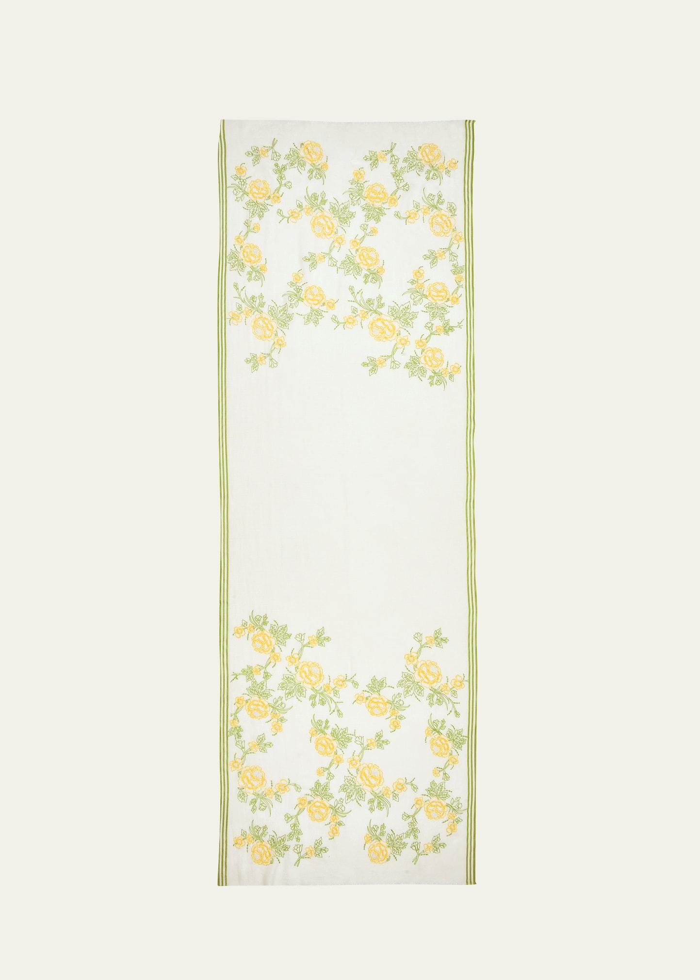 colorful floral merino wool & silk scarf