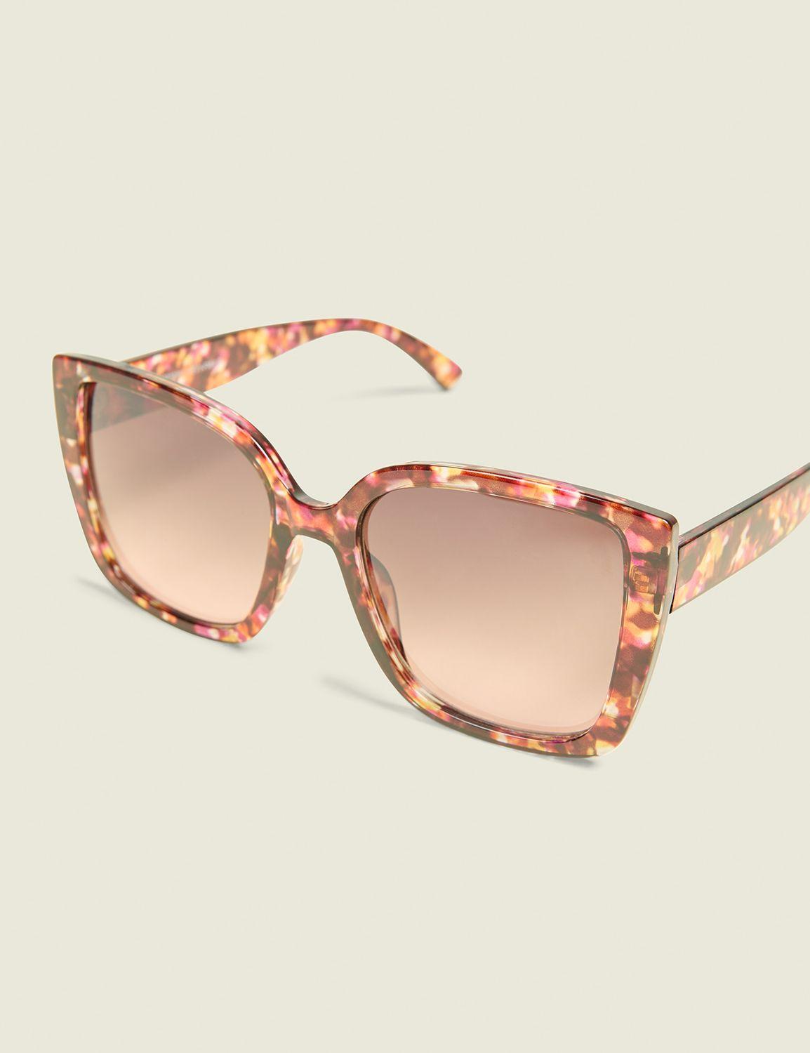 colorful tortoiseshell print cateye sunglasses