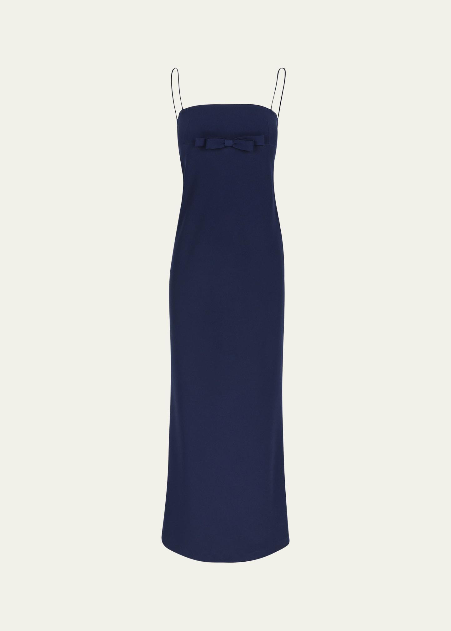 column gown with bow detail