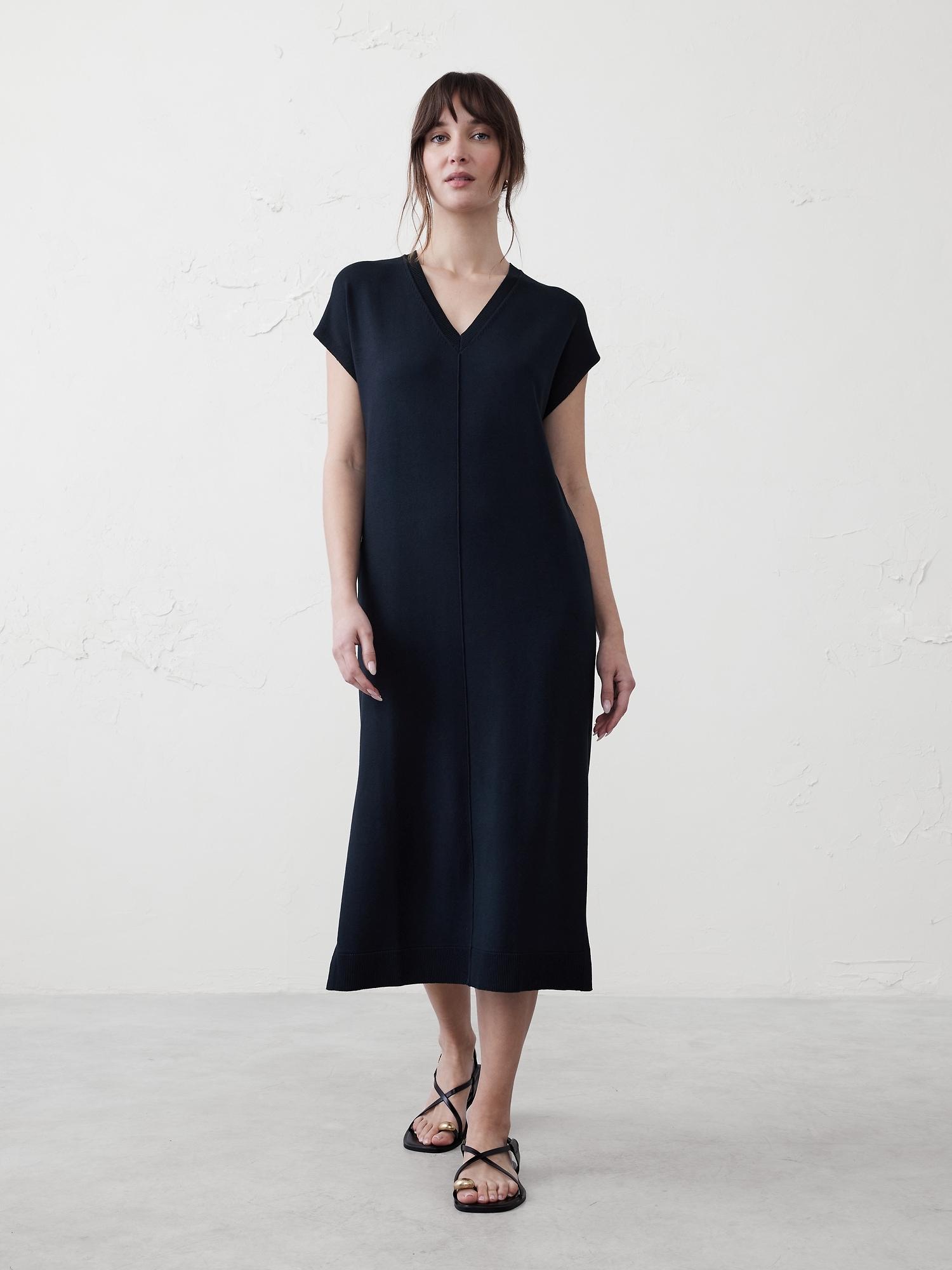 column midi sweater dress