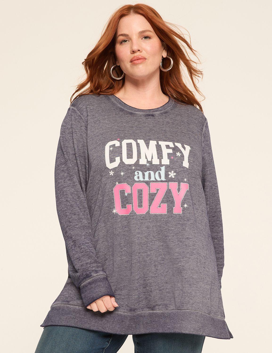 comfy & cozy graphic sweatshirt