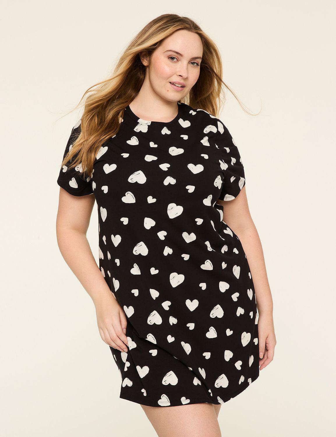 comfy cotton heart print sleepshirt