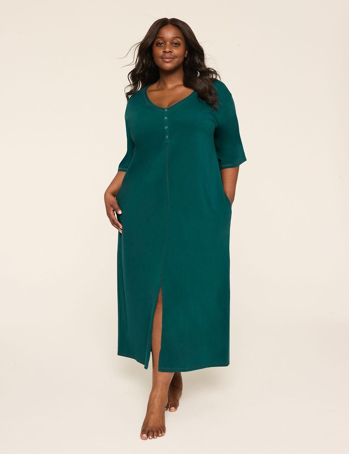 comfy cotton henley maxi sleepshirt