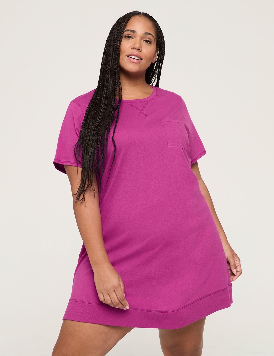 comfy cotton rib-trim pocket sleepshirt